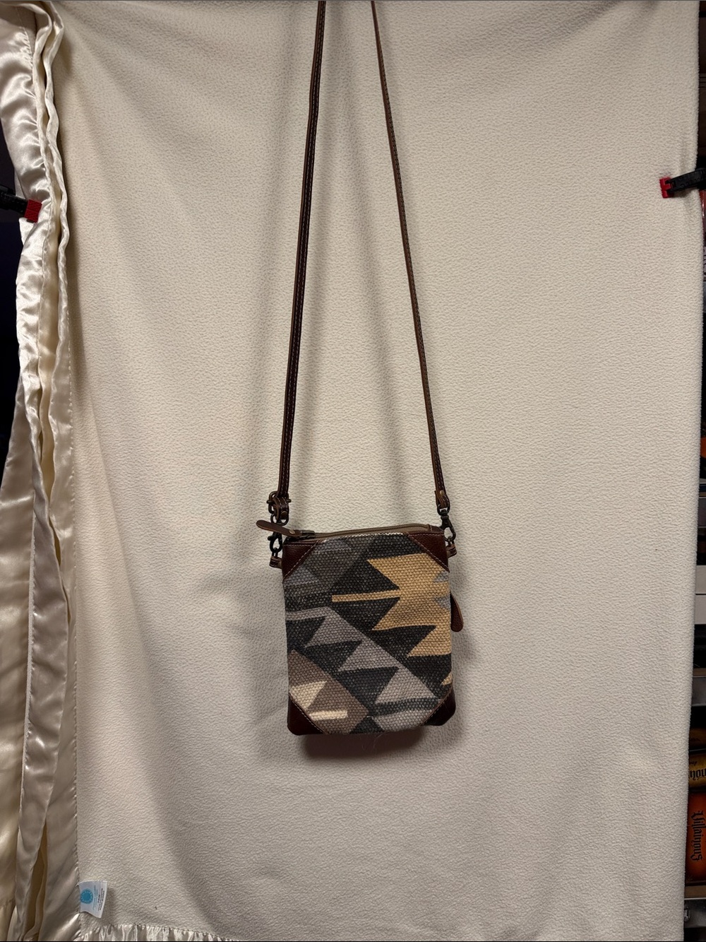Myra Bag Brown, Tan & Gray Geometric Woven Crossbody
